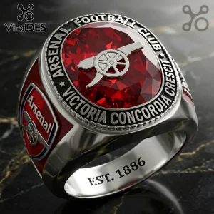 Arsenal FC Commemorative Red Gemstone Silver Plated Ring