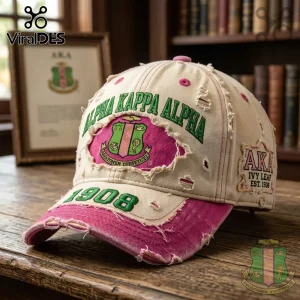 Alpha Kappa Alpha Sorority 1908 Distressed Pink Green Cap Alpha Kappa Alpha Sorority 1908 Distressed Pink Green Cap