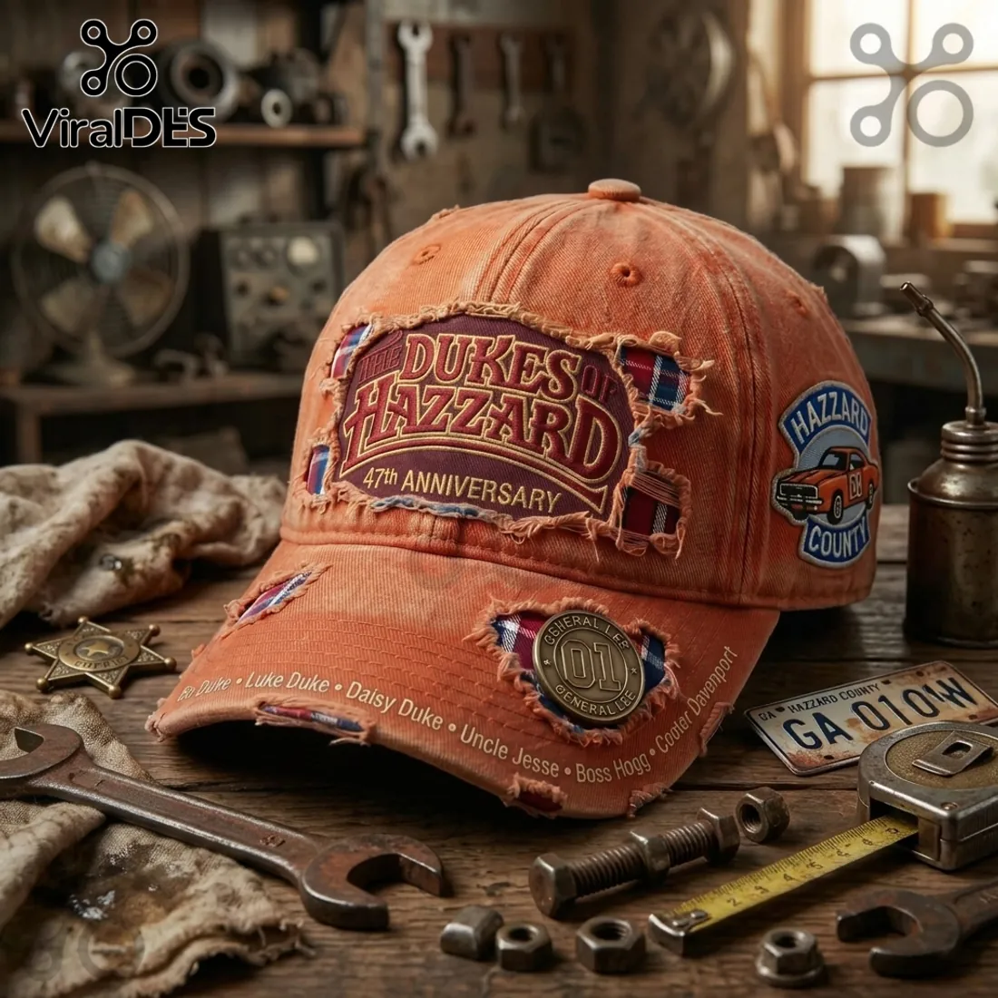 The Dukes of Hazzard 47th Anniversary General Lee Distressed Baseball Cap The Dukes of Hazzard 47th Anniversary General Lee Distressed Baseball Cap