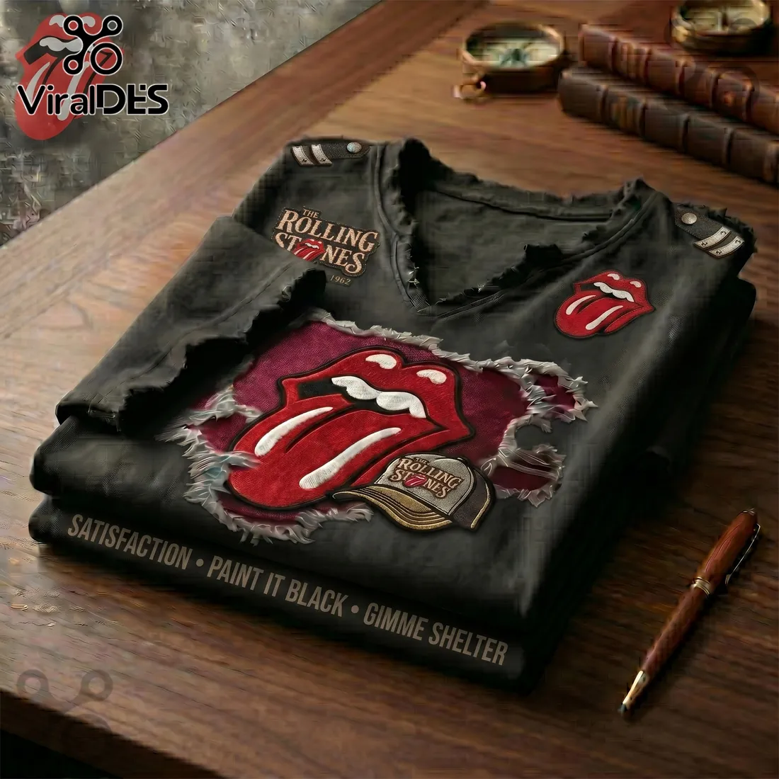 The Rolling Stones Distressed Tongue Lips Rock Band T-Shirt The Rolling Stones Distressed Tongue Lips Rock Band T-Shirt