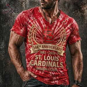 St. Louis Cardinals 144th Anniversary Distressed V-Neck Shirt