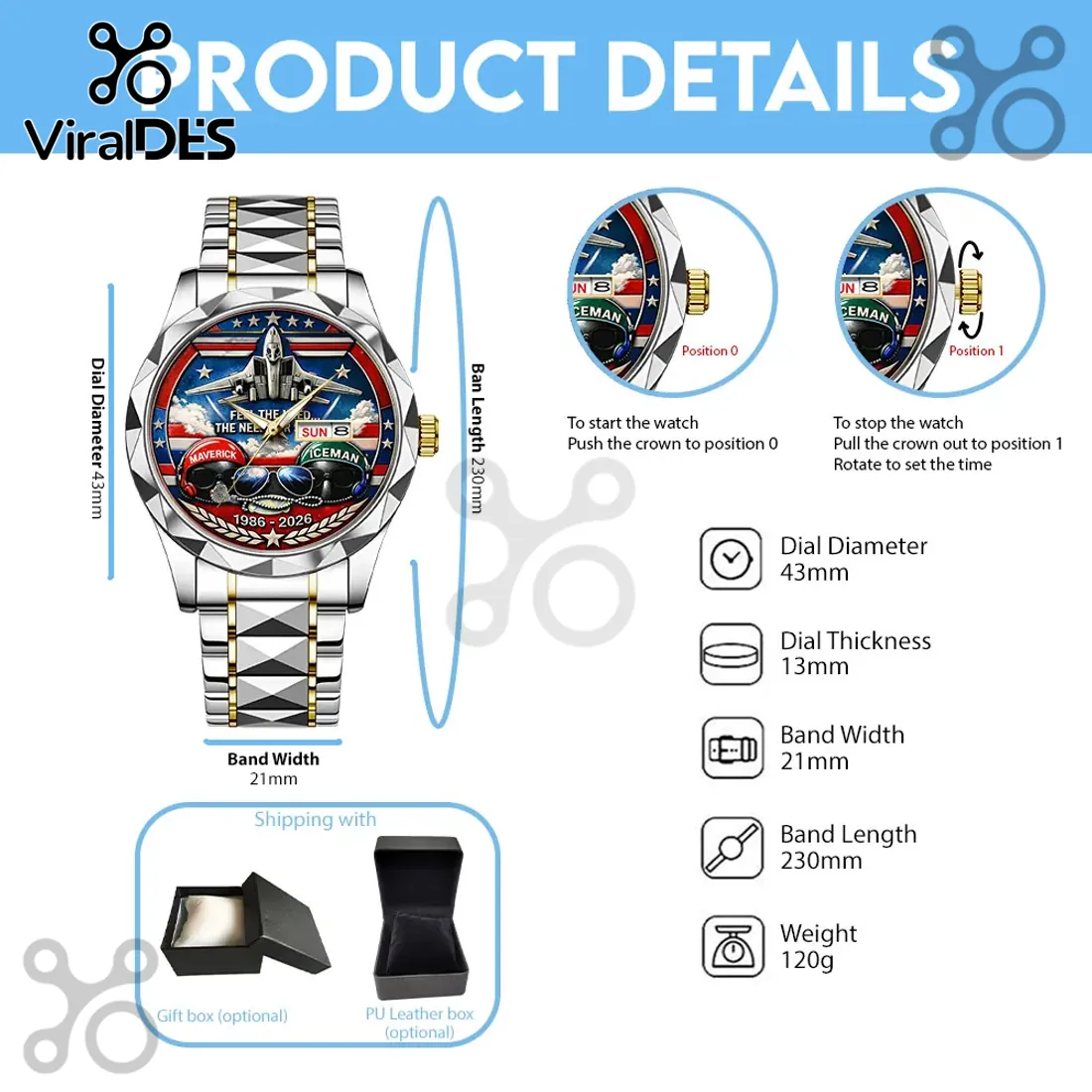 Top Gun 40th Anniversary 2026 Maverick Iceman Quartz Watch Top Gun 40th Anniversary 2026 Maverick Iceman Quartz Watch