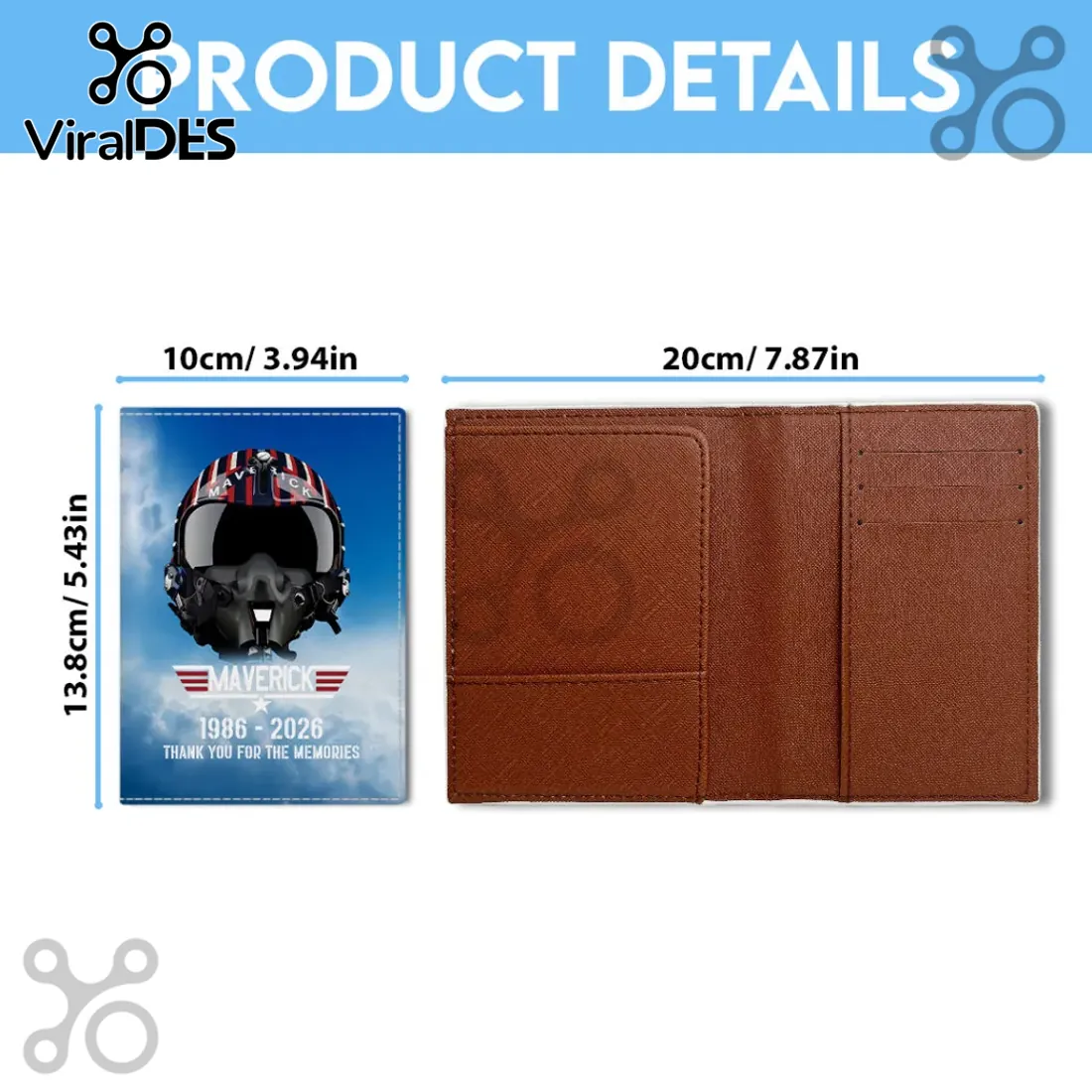 Top Gun 40th Anniversary Maverick Helmet Leather Passport Cover Top Gun 40th Anniversary Maverick Helmet Leather Passport Cover