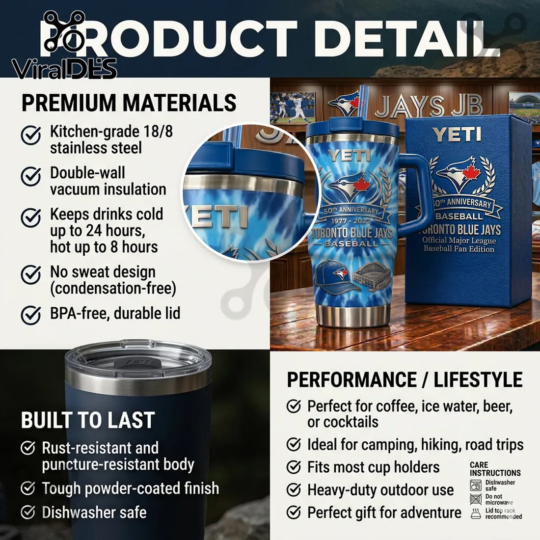 Toronto Blue Jays YETI 50th Anniversary 40oz Tumbler Toronto Blue Jays YETI 50th Anniversary 40oz Tumbler