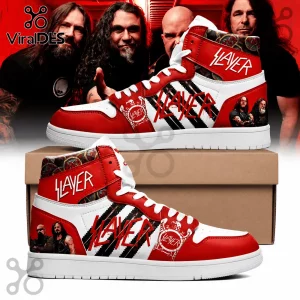 Slayer Band Merchandise Red White High Top Sneakers