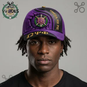 Omega Psi Phi Premium Embroidered Crest Purple Black Baseball Cap