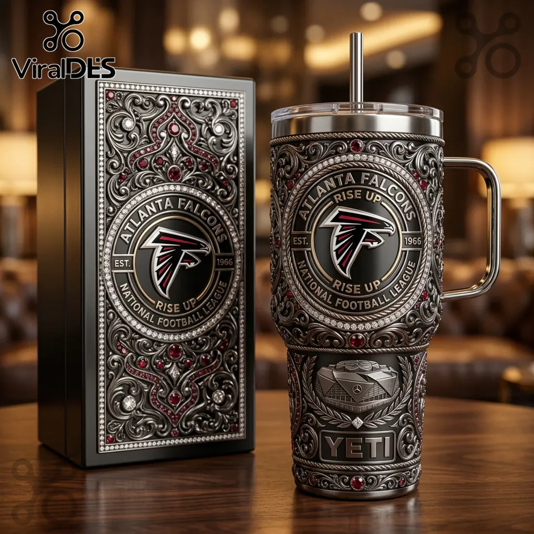 Yeti Atlanta Falcons Luxury Ornate 40oz Stanley Tumbler Yeti Atlanta Falcons Luxury Ornate 40oz Stanley Tumbler