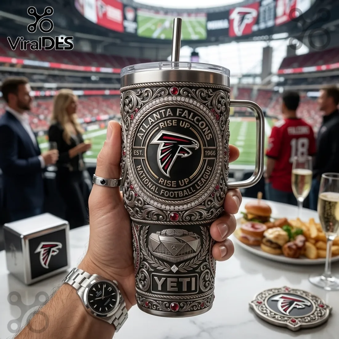Yeti Atlanta Falcons Luxury Ornate 40oz Stanley Tumbler Yeti Atlanta Falcons Luxury Ornate 40oz Stanley Tumbler