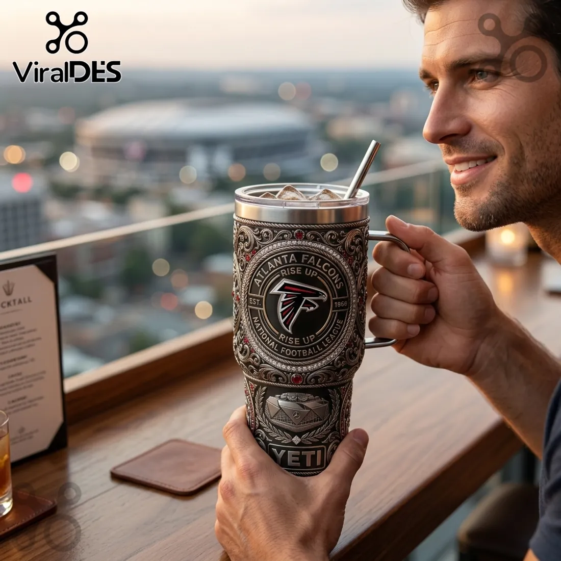 Yeti Atlanta Falcons Luxury Ornate 40oz Stanley Tumbler Yeti Atlanta Falcons Luxury Ornate 40oz Stanley Tumbler