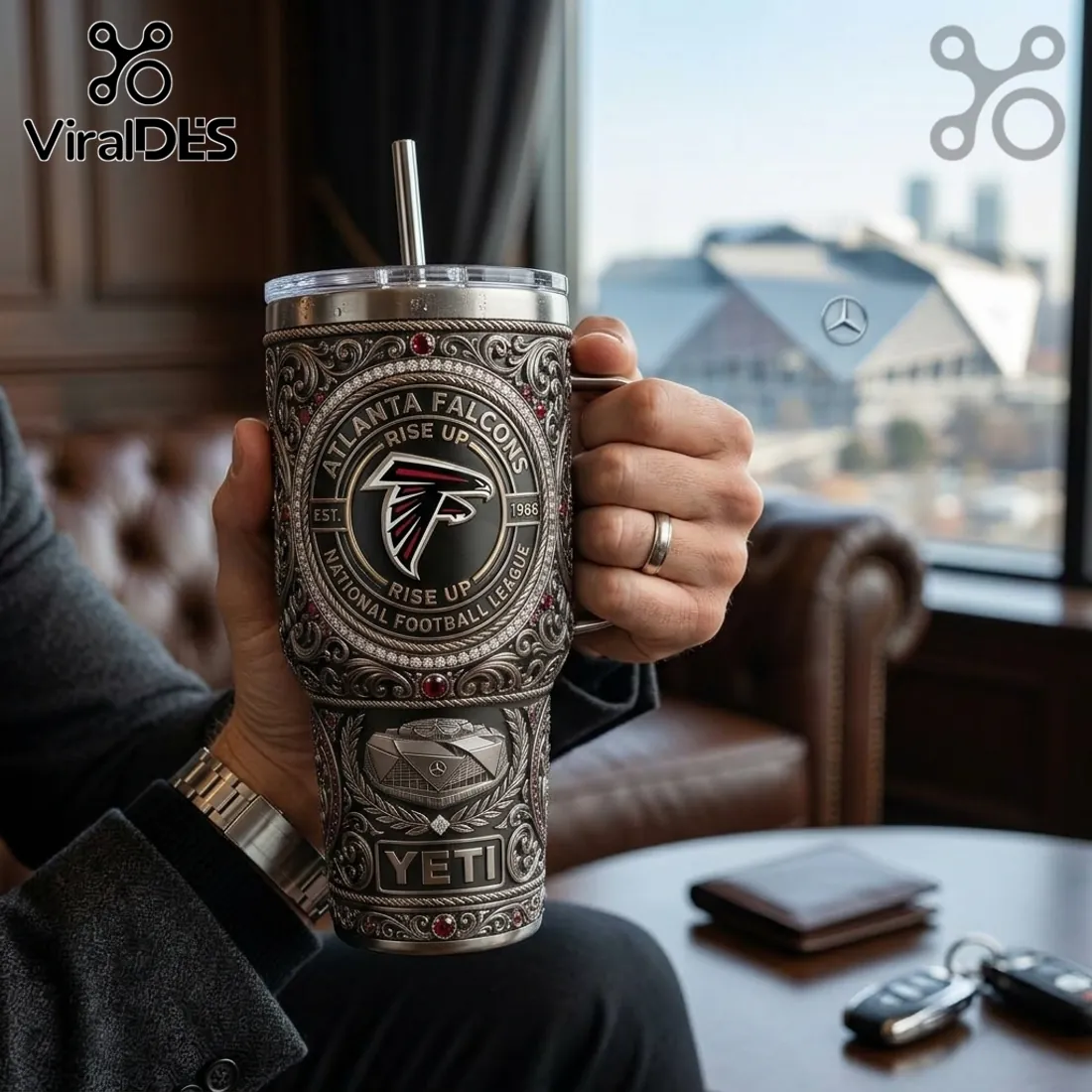 Yeti Atlanta Falcons Luxury Ornate 40oz Stanley Tumbler Yeti Atlanta Falcons Luxury Ornate 40oz Stanley Tumbler
