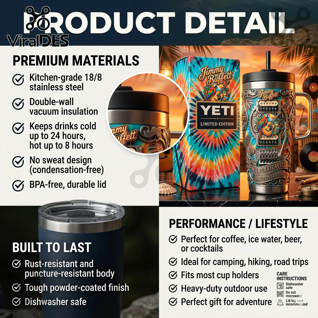YETI x Jimmy Buffett Margaritaville Limited Edition Handled Tumbler YETI x Jimmy Buffett Margaritaville Limited Edition Handled Tumbler