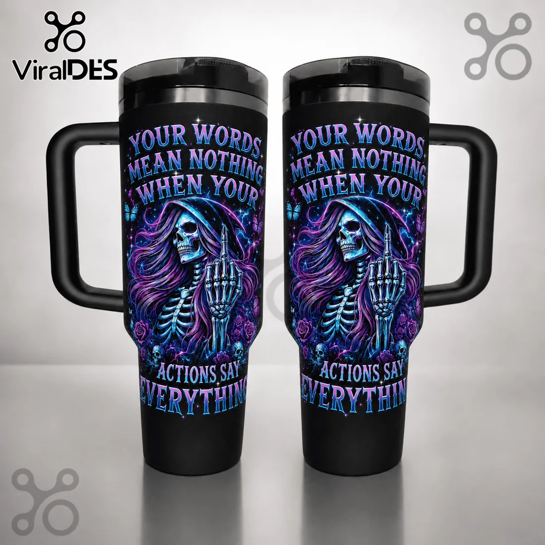 Your Words Mean Nothing Skull Middle Finger Sassy 40oz Tumbler Your Words Mean Nothing Skull Middle Finger Sassy 40oz Tumbler