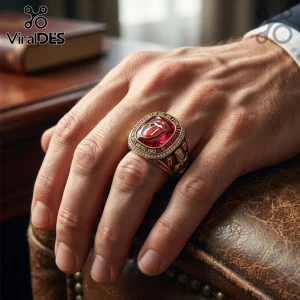 The Rolling Stones Rock and Roll Kings Ruby Tribute Gold Ring