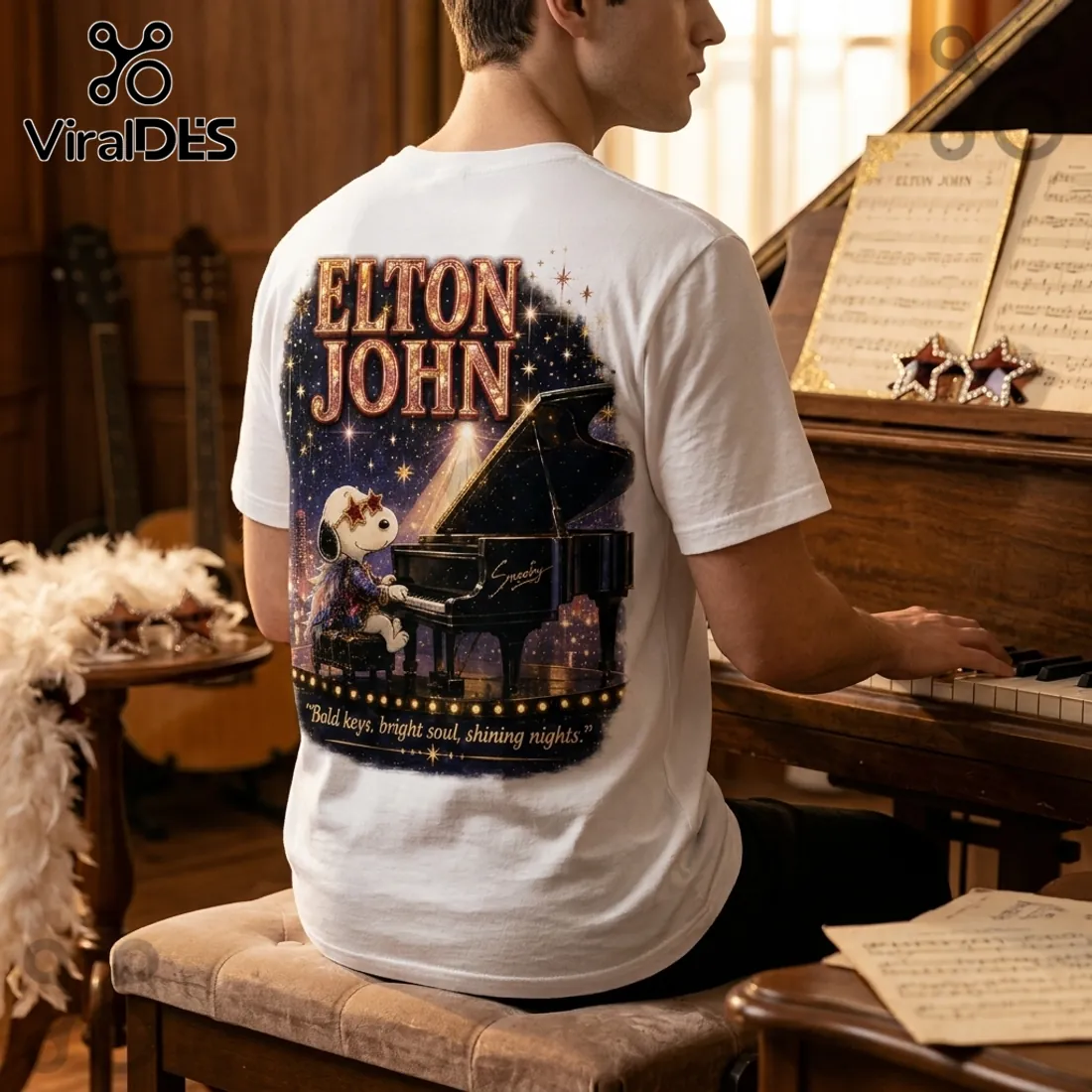 2026 Elton John x Snoopy Premium Fitted T-Shirt 2026 Elton John x Snoopy Premium Fitted T-Shirt
