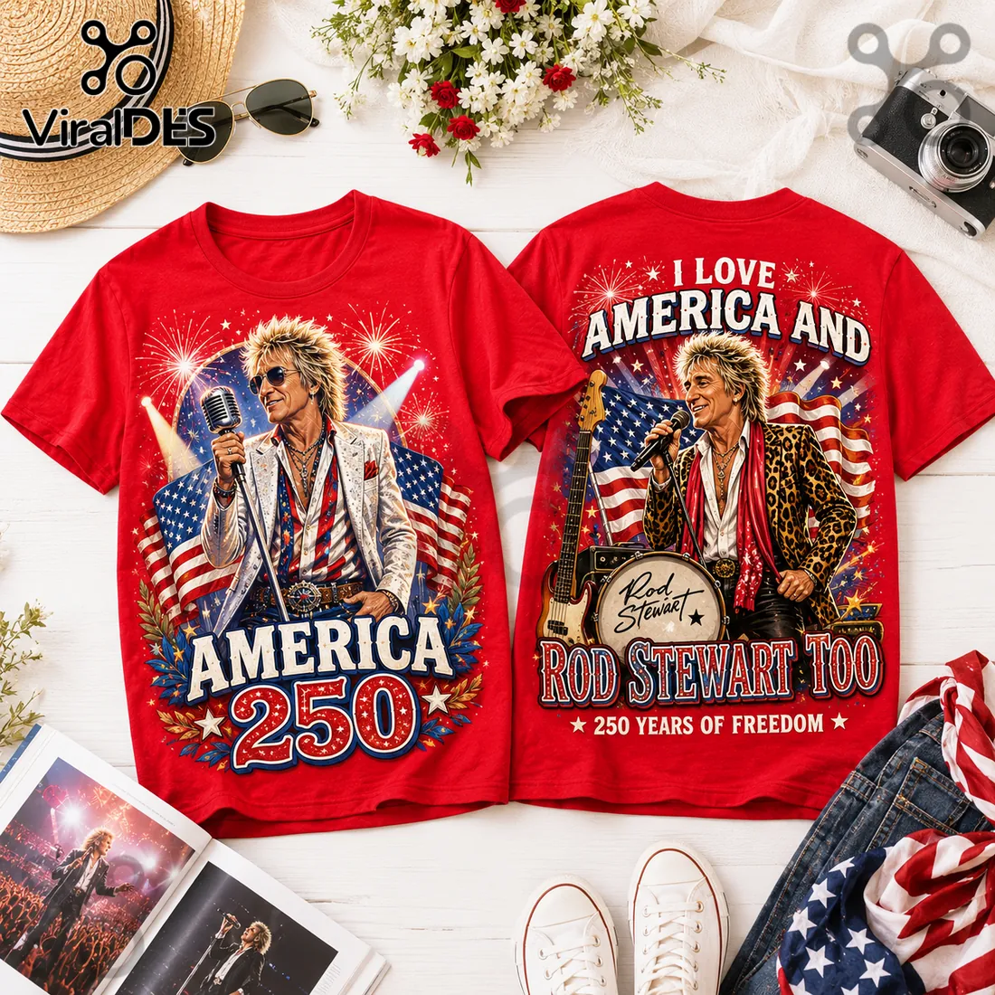 2026 Rod Stewart x America 250 Years of Freedom Red Shirt 2026 Rod Stewart x America 250 Years of Freedom Red Shirt