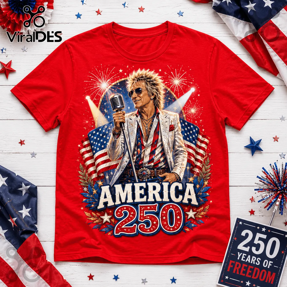 2026 Rod Stewart x America 250 Years of Freedom Red Shirt 2026 Rod Stewart x America 250 Years of Freedom Red Shirt