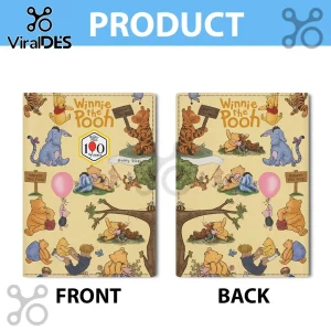Winnie the Pooh 100 years commemorative passport cover with illustrations of Tigger, Piglet, and Eeyore on cream background.!
