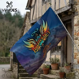Journey Final Frontier Tour 2006 flag featuring colorful phoenix logo on a deep blue cosmic landscape background.!