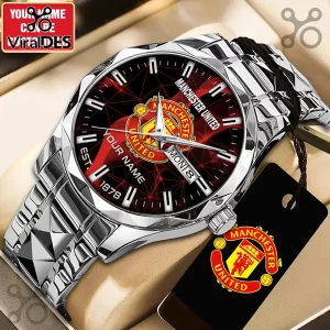 Manchester United Stainless Steel Custom Quartz Sport Wrist Watch