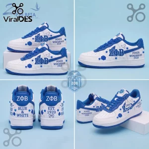 Zeta Phi Beta Sorority AF1 1920 Blue and White Air Force 1 Sneakers Zeta Phi Beta Sorority AF1 1920 Blue and White Air Force 1 Sneakers