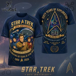 Star Trek 60th Anniversary 1966-2026 Kirk and Spock T-Shirt Star Trek 60th Anniversary 1966-2026 Kirk and Spock T-Shirt