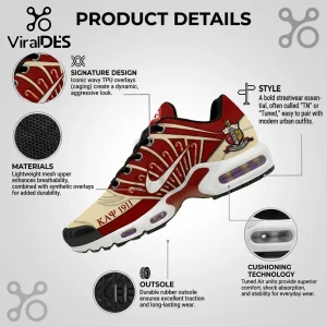Kappa Alpha Psi sneakers in crimson and cream featuring TPU wavy overlays, white swoosh, and KΞΞ¨ 1911 branding on mesh.!