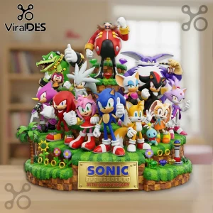 Sonic the Hedgehog 35th Anniversary multi-character resin statue featuring Sonic, Tails, Knuckles, and Dr. Eggman.!