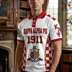 Kappa Alpha Psi 1911 Crest Red White Checkerboard Gift for Men Polo Shirt