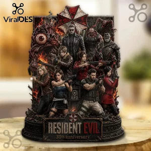 Resident Evil 30th anniversary resin statue featuring Leon Kennedy, Jill Valentine, Albert Wesker, and iconic series villains.!