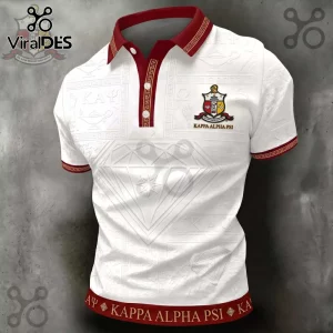 Kappa Alpha Psi Embossed White and Crimson Premium Polo Shirt