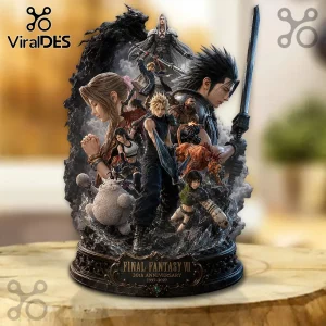 Final Fantasy VII 30th Anniversary resin statue featuring Cloud, Aerith, Sephiroth, and cast on a circular base.!