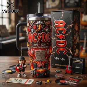 AC/DC 53 Years of High Voltage Rock 40oz Insulated Collectible Tumbler
