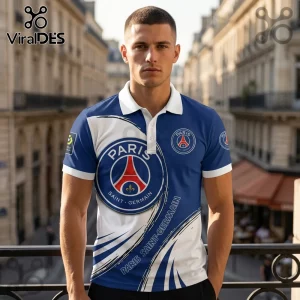 Paris Saint-Germain Blue and White Polo Shirt