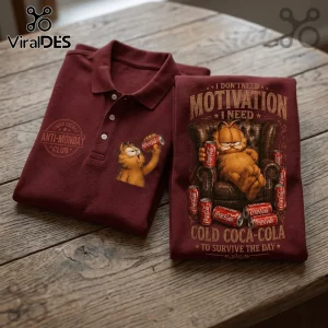 Premium Garfield x Coca-Cola Burgundy Polo Shirt