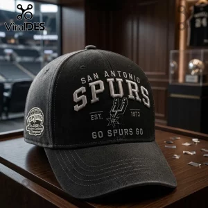 Black San Antonio Spurs baseball cap with silver embroidered team logo, 1973 est. date, and 2026 Western Conference patch.!