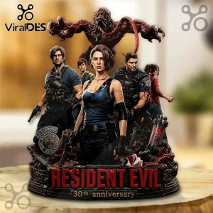 Resident Evil 30th anniversary resin collectible diorama featuring Leon, Jill, Chris, Claire, and a Licker on base.!