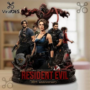 Resident Evil 30th anniversary resin statue featuring Leon Kennedy, Jill Valentine, and Chris Redfield with a Licker monster.!