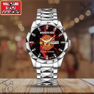 Manchester United Stainless Steel Custom Quartz Sport Wrist Watch