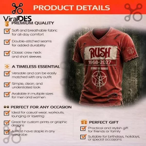 Rush Spirit Of Radio 1968-2027 Red Distressed T-Shirt