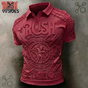 Premium Rush 2112 Embossed Red Short Sleeve Polo Shirt