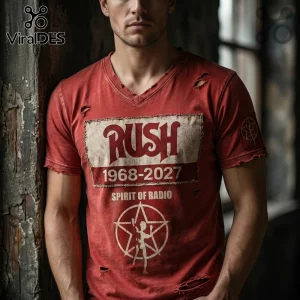 Rush Spirit Of Radio 1968-2027 Red Distressed T-Shirt