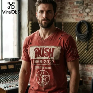 Rush Spirit Of Radio 1968-2027 Red Distressed T-Shirt