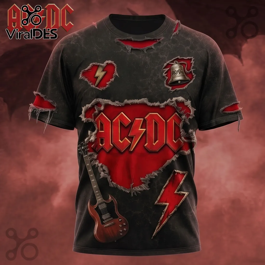 AC/DC Band For Those About To Rock Cannon Distressed Crewneck Shirt AC/DC Band For Those About To Rock Cannon Distressed Crewneck Shirt