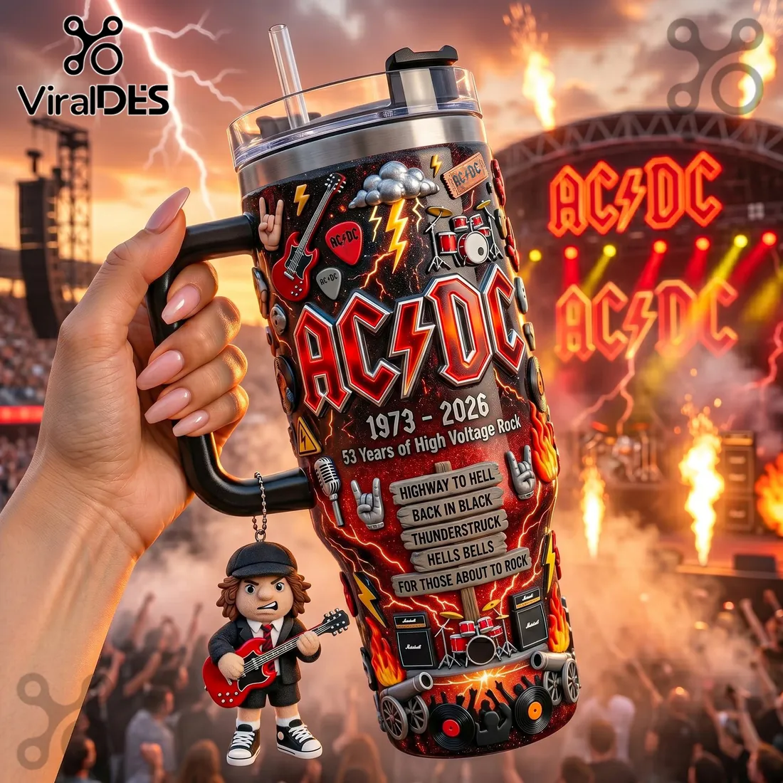 AC/DC High Voltage Rock 53rd Anniversary Stainless Steel Tumbler 40oz AC/DC High Voltage Rock 53rd Anniversary Stainless Steel Tumbler 40oz
