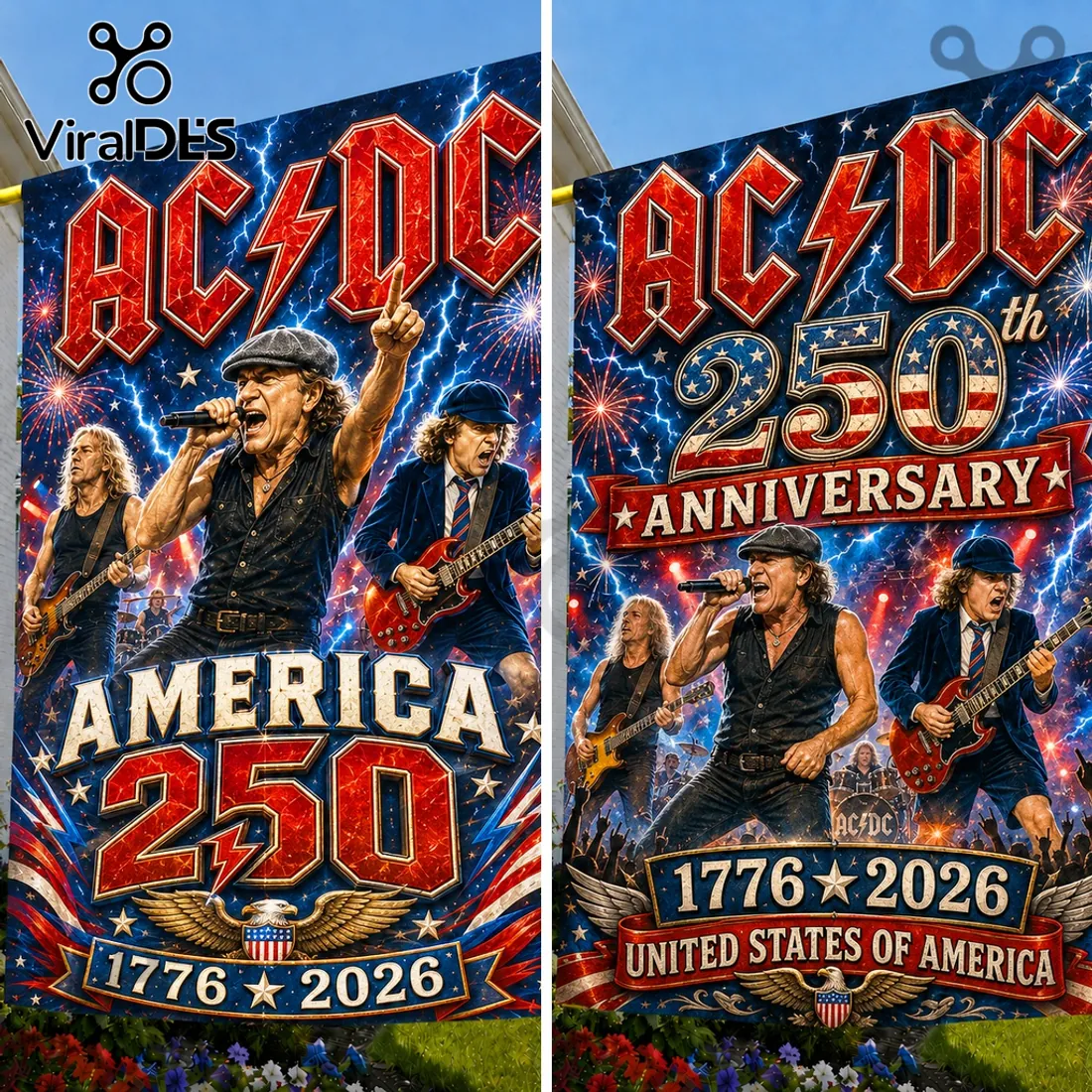 AC/DC x America 250 Years of Freedom 1776-2026 House Flag AC/DC x America 250 Years of Freedom 1776-2026 House Flag