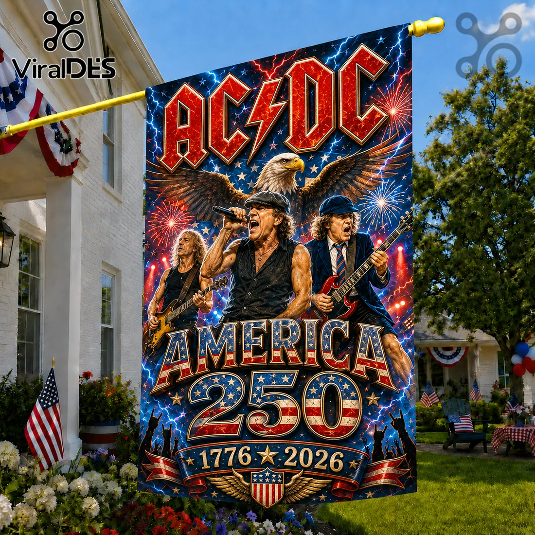 AC/DC x America 250 Years of Freedom 1776-2026 House Flag AC/DC x America 250 Years of Freedom 1776-2026 House Flag