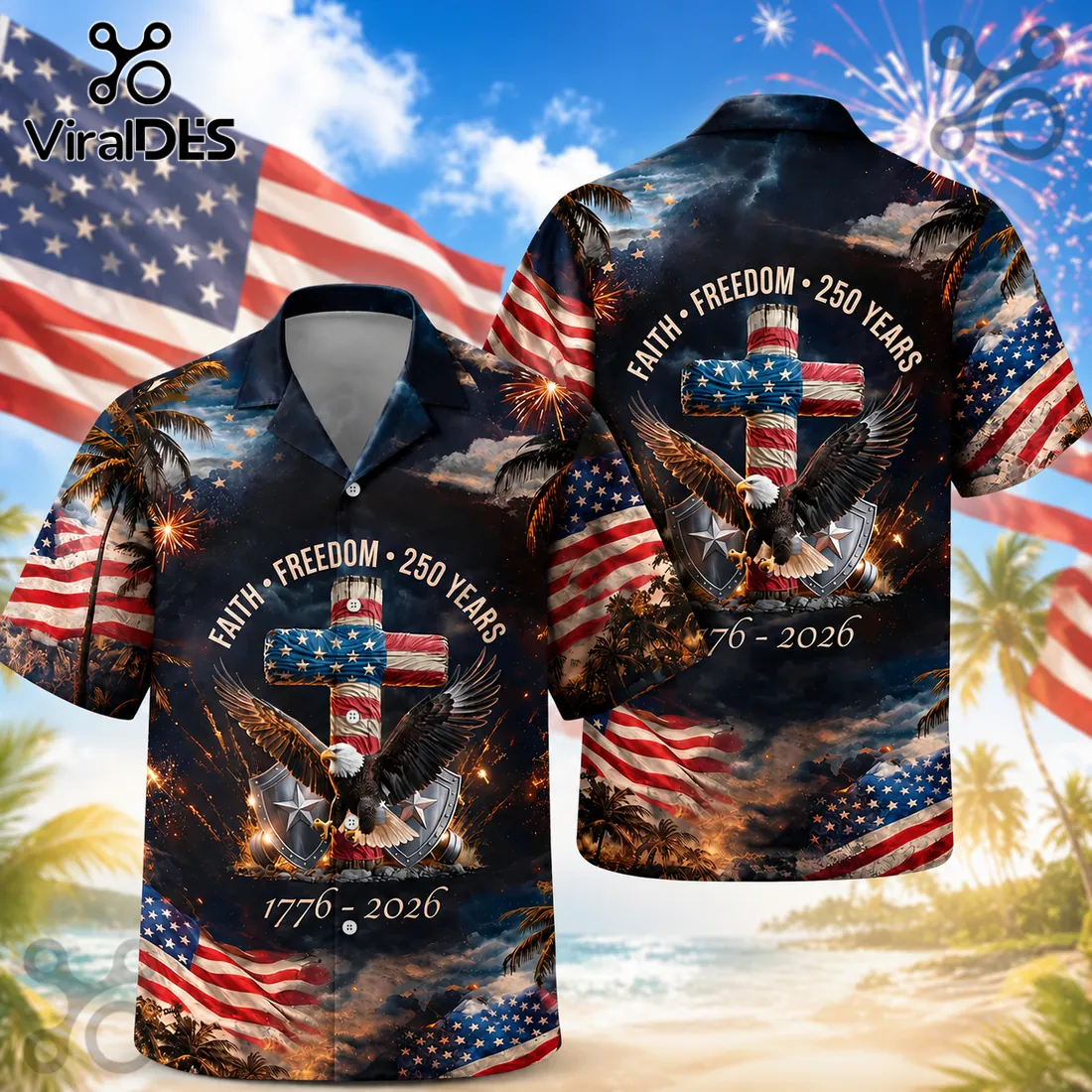America 250th Anniversary Eagle Cross 1776-2026 Hawaiian Shirt America 250th Anniversary Eagle Cross 1776-2026 Hawaiian Shirt