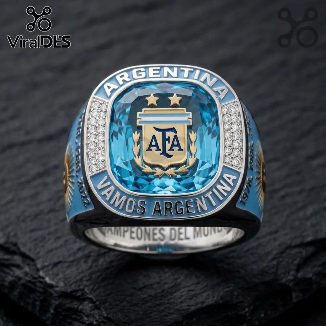 Argentina Soccer Team Triple Champion Commemorative Silver Ring Argentina Soccer Team Triple Champion Commemorative Silver Ring