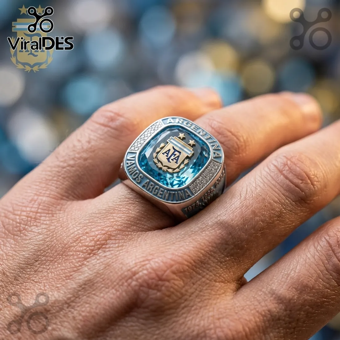 Argentina Soccer Team Triple Champion Commemorative Silver Ring Argentina Soccer Team Triple Champion Commemorative Silver Ring