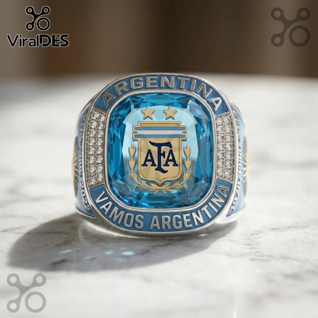 Argentina Soccer Team Triple Champion Commemorative Silver Ring Argentina Soccer Team Triple Champion Commemorative Silver Ring